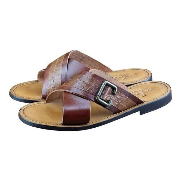 Re Ferdinando Vero Cuoio  Slides Sandals 11.5 Brow leather main image 8